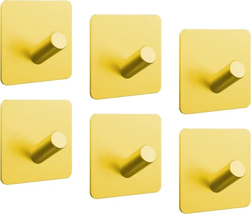 PMMASTO Ganchos autoadhesivos para toallas, ganchos adhesivos resistentes para colgar abrigos de pared para colgar – Ganchos de ducha (dorado, 6 Oro