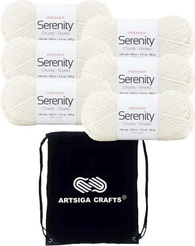 Miniatura 11 de Premier Yarns Serenity - Hilo grueso sólido azul cielo 700-46 (6 madejas - mismo lote de tinte) Hilo acrílico grueso y voluminoso #5 para crochet