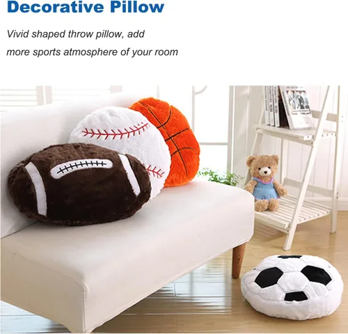 Miniatura 2 de Almohada de béisbol de felpa de 17.7 pulgadas, almohadas de peluche suaves para pelotas deportivas, regalos interactivos, decoración de habitación