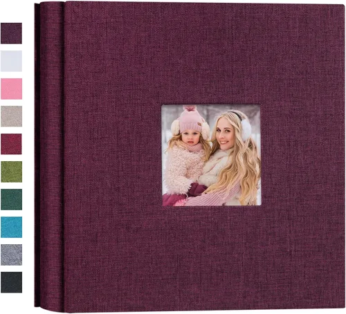 Miniatura 30 de Mublalbum Álbum de Fotos Pequeño 4x6 200 Fotos Cubierta de Lino Libro de Imágenes con Bolsillos Horizontales para Boda Familia Aniversario y Bebé