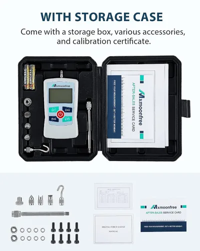 Miniatura 4 de 5N Medidor de fuerza digital Push Pull Tester portátil con estuche Auto Backlit LCD Large Screen Auto Power Off Units N/LB/Kg/Oz High Precision