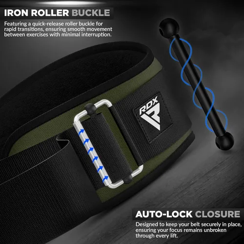 Miniatura 2 de Cinturón de Levantamiento de Pesas RDX AUTO LOCK, 16.5 cm de Soporte Posterior Acolchado, Para Hombres y Mujeres, Gimnasio, Fitness, Entrenamiento