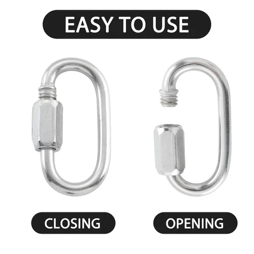Miniatura 5 de HOME MASTER HARDWARE Mosquetón de enlace rápido de acero inoxidable 304 con bloqueo en forma de D, conector seguro resistente para cadenas, correas