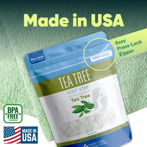 Miniatura 7 de Remoja para pies de árbol de té, 32 onzas (2 libras) de sal de Epsom de grado USP con aceite esencial de árbol de té natural más vitamina C en bolsa