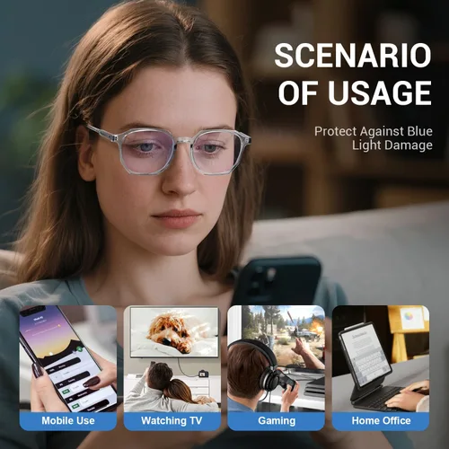 Miniatura 4 de Gafas de luz azul para hombres y mujeres, 99% bloqueador de luz azul, protección UV. Ideal para uso en computadora, juegos, lectura.