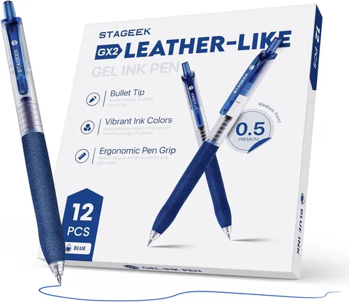 Miniatura 8 de STAGEEK 0.5mm Bolígrafos de Gel de Punta Fina de Escritura Suave, 12 Piezas de Bolígrafos de Tinta Negra, Bolígrafos de Gel Retráctiles de Aspecto