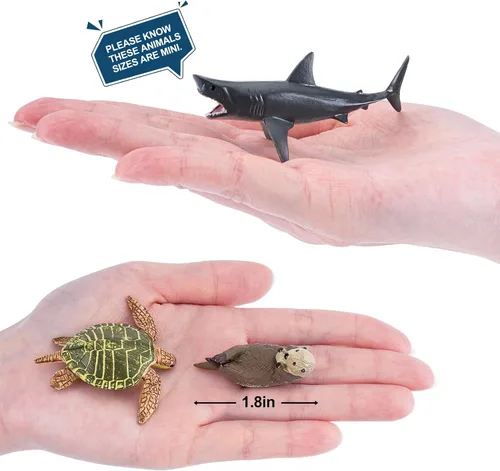 Miniatura 9 de 36 piezas de juguetes de animales marinos con tiburón, ballena, pulpo y otras figuras de animales del océano, juguetes para niños, adornos