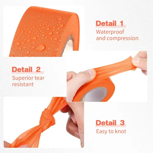 Miniatura 2 de Newwiee Paquete de 24 cintas fluorescentes de señalización, 1 pulgada x 2400 pies, cinta de plástico no adhesiva de neón para caza, rastros, Naranja