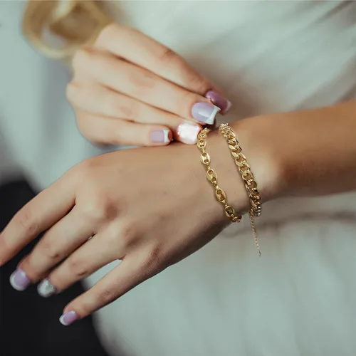 Miniatura 3 de YANODA Pulsera rellena de oro para mujer, chapada en oro de 18 quilates, pulsera de eslabones delicada para mujer, hecha a mano, apilable, regalo