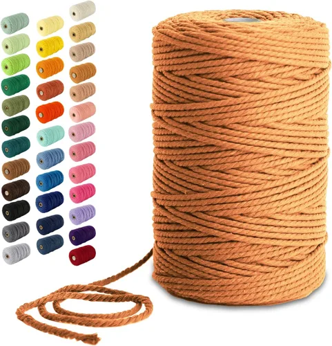 Miniatura 141 de Nook Theory - Cuerda de macramé de 3 mm, 220 yardas de cuerda de algodón, hilo de 4 mm y 5 mm, cuerda para manualidades, perfecta para colgantes