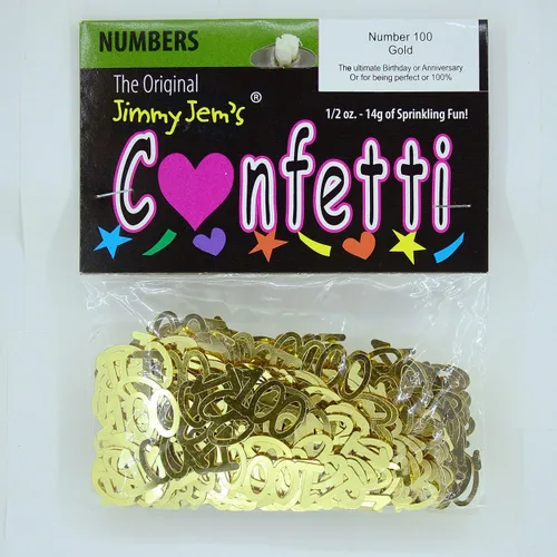 Miniatura 2 de Confeti número 100 oro - paquete al por menor #7998 QS0