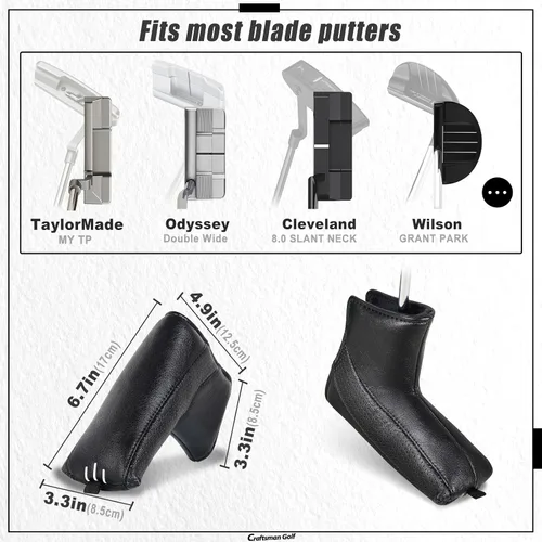 Miniatura 3 de Cubierta clásica duradera para cabeza de palo de golf Craftsman Golf para Driver, Maderas, Híbridos y Cubierta para putter de mazo de hoja