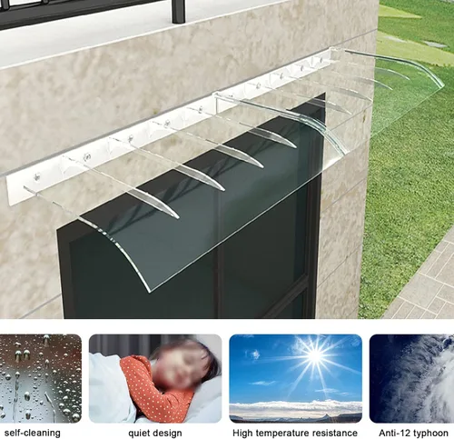Miniatura 5 de Toldo moderno de policarbonato para puerta delantera, toldo curvado para puerta, toldo para puerta de patio, toldo invisible para puerta, toldo