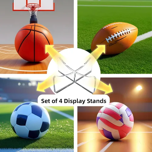 Miniatura 5 de 4/8 Pack Acrylic Basketball Stand, Display Stand for Signed Baseball, Basketball, Football, Soccer, Volleyball & Softball, Clear Storage Holder