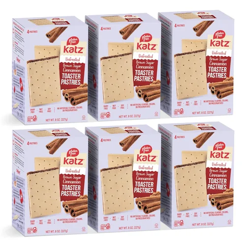 Katz Gluten Free Pasteles tostadores de canela sin escarchar. Bocadillos escolares. Libre de lácteos, cacahuetes, nueces de árbol y sésamo, sin
