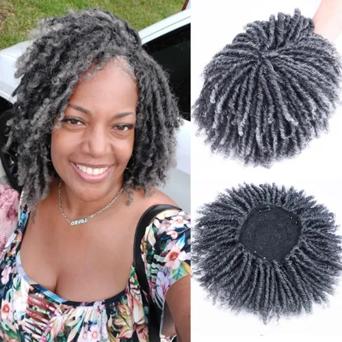 Miniatura 8 de Pelucas de rastas cortas de 6 pulgadas para mujeres y hombres negros con clips, pelucas trenzadas sintéticas con rizos postizos, rizos Afro, rizos