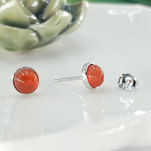 Miniatura 48 de Pendientes naturales de 0.236 in con chapado en oro blanco sobre plata de ley, bisel cabujón de piedras preciosas regalo de joyería para ella