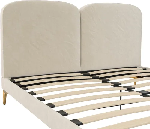 Miniatura 4 de CosmoLiving by Cosmopolitan Cama tapizada Coco, Queen, terciopelo marfil