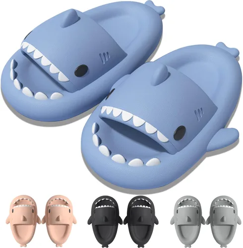 EECH Lindas pantuflas para niños grandes, sandalias de tiburón de nube, suela gruesa mejorada, antideslizantes, para interiores y exteriores, verano