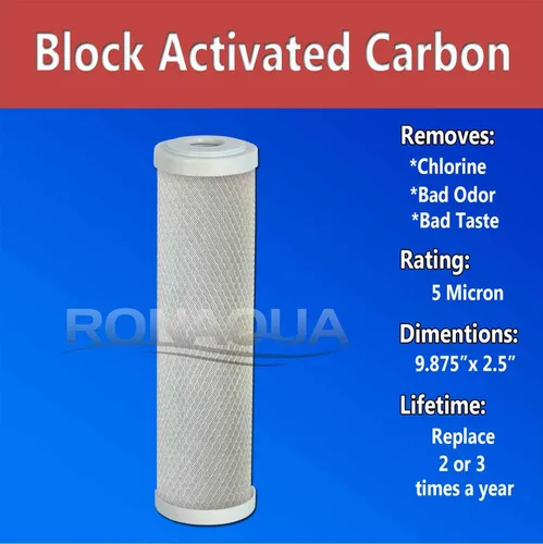 Miniatura 2 de Filtro de repuesto para debajo del fregadero Direct Connect Sistema de filtración de agua de una etapa Cartucho de carbón activado en bloque de 5