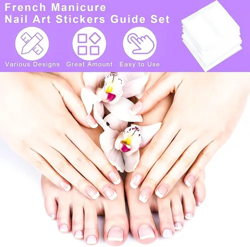 Miniatura 3 de 2880 piezas de puntas francesas, plantillas de uñas, diseño de uñas en forma de luna, calcomanías autoadhesivas para uñas francesas, tiras