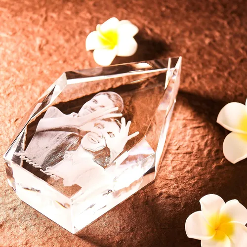 Miniatura 2 de Marco de fotos personalizado grabado en 3D grabado en el interior del cristal con imagen para Navidad, día de San Valentín, boda, día de la madre