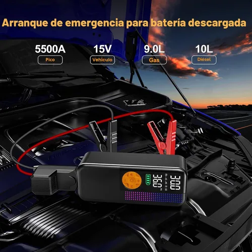 Miniatura 6 de Arrancador de Batería con Compresor de Aire, 5500A Reforzador de Batería de Coche Portátil (Todo Gas y 10L Diesel) con Inflador de Neumáticos