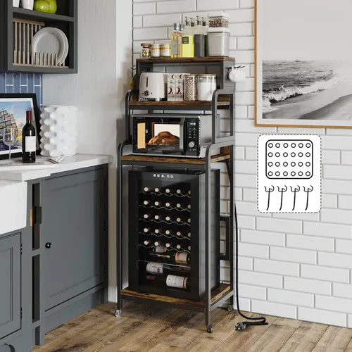 COCOLUCKY Soporte para Mini Refrigerador de 4 Niveles con Almacenamiento, Mini Gabinete de Refrigerador con Toma de Corriente, Tablero Perforado,