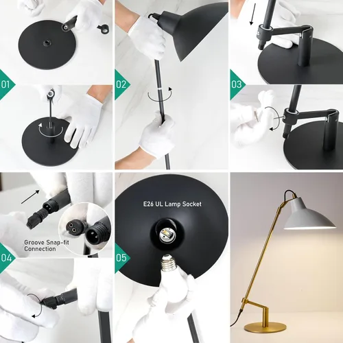 Miniatura 6 de Desk Lamp Modern Industrial 100% Metal Adjustable Table Lamp 24", Natural Light (4000K) with Dimmer, Ideal for Office Bedroom Study Room Living Room