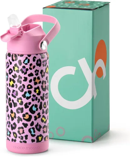 Miniatura 10 de Botella de Agua Choco Mocha para Niños para la Escuela, Botella de Agua Aislada para Niños de Acero Inoxidable para Niños, 14 Oz Camión Monstruo