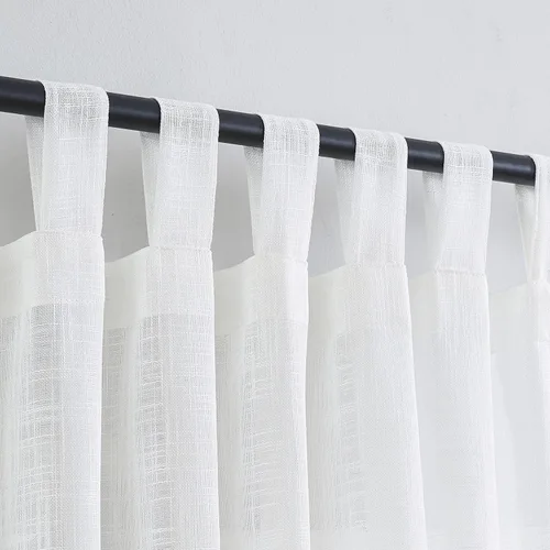 Miniatura 12 de Cortinas semitraslúcidas de lino con pestaña superior, filtrantes de luz, elegantes cortinas y cortinas para sala de estar de 52 x 63 pulgadas
