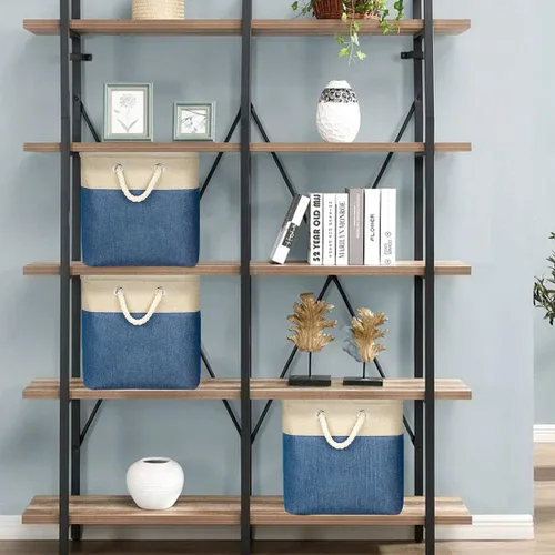 Miniatura 2 de Paquete de 3 cubos de almacenamiento plegables grandes, canastas de almacenamiento plegables resistentes de tela catiónica, cubos con asas