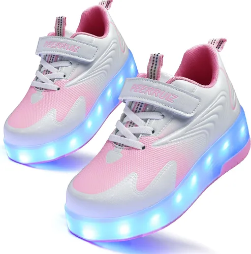 Miniatura 21 de HHSTS Zapatos para niños – Nuevos mejorados con ruedas zapatos de luz LED de colores patines rodantes brillantes zapatos de patinar regalos simples