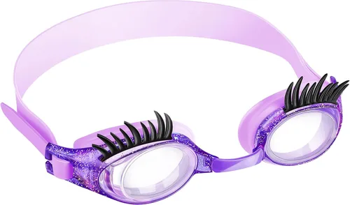 Miniatura 14 de Konohan Gafas de natación para niños, pestañas para niñas, divertidas gafas de natación sin fugas, antivaho y UV para extensiones de pestañas