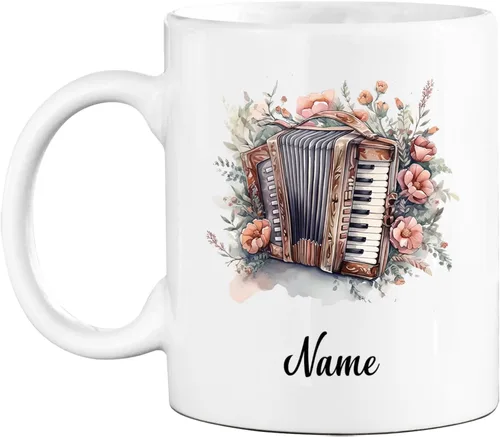 Taza de café de acordeonista personalizada, 11 o 15 onzas, taza blanca para músico, regalo para los amantes del acordeonista