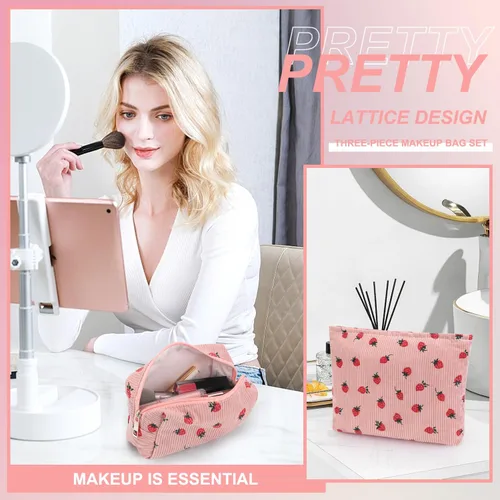 Miniatura 5 de EIMMBD Juego de 6 bolsas de maquillaje de gran capacidad, bolsa de cosméticos de viaje, bolsa de aseo organizadora, bonita bolsa de maquillaje