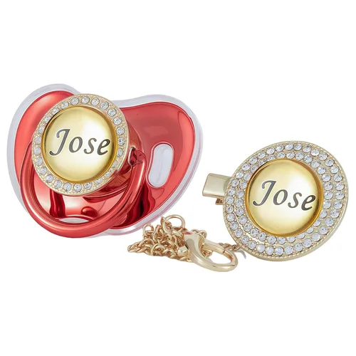 Miniatura 29 de Juego de Chupete y Clip con Nombre Personalizado Brillante - Binky Personalizado para Baby Shower, Recuerdo de Recién Nacido para Fotos Dorado