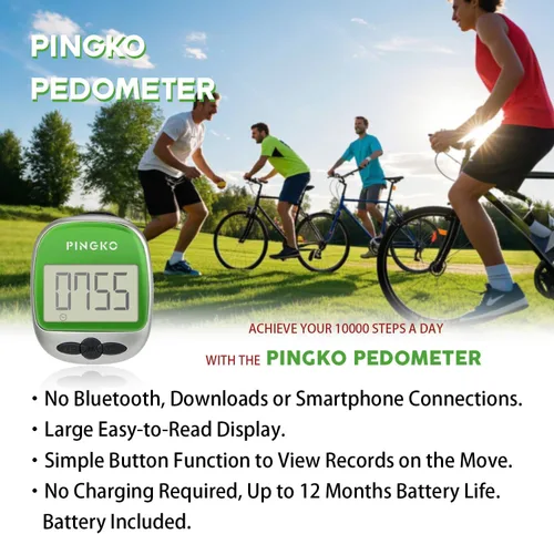 Miniatura 8 de PINGKO Podómetro portátil multifunción para exteriores, deportes, cuenta pasos/calorías/distancia Verde