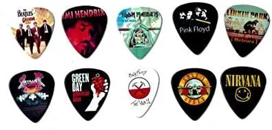 Miniatura 2 de Púas para guitarra de bandas míticas (10 púas medianas en un paquete) (Para amantes de la música) (Grosor medio (0.71 mm))