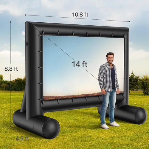 Miniatura 3 de Amada AMPJ04 - Pantalla de cine inflable para exteriores de 14 pies, pantalla de proyector con aire rápido de bajo ruido, compatible con proyección
