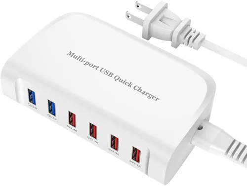 Miniatura 8 de Cargador rápido USB, estación de carga portátil de 6 puertos, adecuado para varios dispositivos, compatible con iPhone, iPad, Samsung, Google