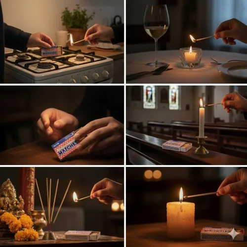 Miniatura 3 de Spark Paquete de 100 fósforos de seguridad de madera – 32 unidades de huelga en caja para cocina, camping, emergencia, iniciador de incendios