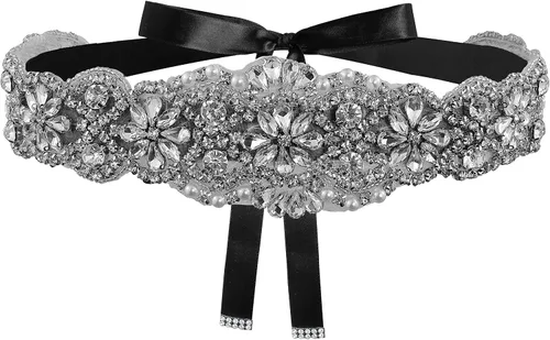 Miniatura 10 de Lovful Cinturón trenzado de cristal nupcial del marco del vestido de novia del Rhinestone