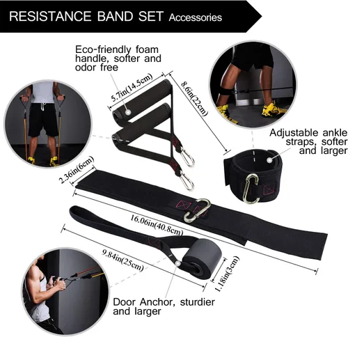 Miniatura 5 de Resistance Bands with Handle Set - for Men and Women, Workout Bands for Strength Exercise, with Handles, Door Anchor & Ankle Straps, for Rehab, Yoga