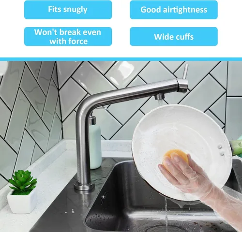 Miniatura 5 de QfwdfcTrenz 20 guantes de limpieza desechables largos, 23.6 pulgadas de longitud al codo, manga impermeable de plástico para cocinar, lavavajillas