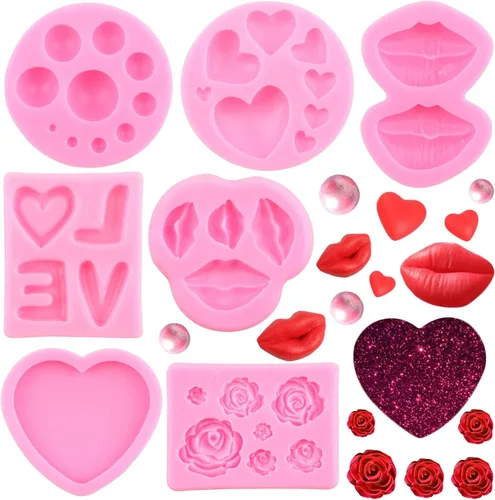 Miniatura 14 de ZiXiang Moldes de fondant para el día de San Valentín, moldes de silicona para pastel de fondant de boda, de oso, corazón, letra de amor, caramelo