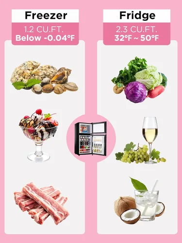 Miniatura 5 de F.W.WOOLWORTHS - Refrigerador compacto de 3.5 pies cúbicos con congelador, refrigerador mini de 2 puertas, termostato ajustable, para dormitorio