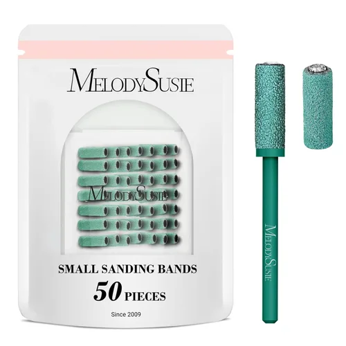 Miniatura 17 de MelodySusie 50 piezas de brocas para lima de uñas pequeñas con bandas de lijado de 3.1mm, lima de uñas de grano 80 para uñas acrílicas, manicura