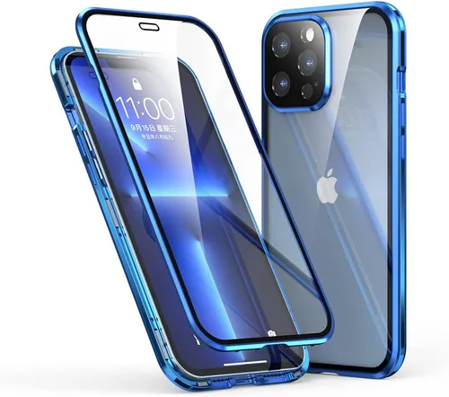 Miniatura 13 de Funda magnética para iPhone 13 Pro Max de 360 grados de cuerpo completo, lente de cámara integrada y protector de pantalla, color negro