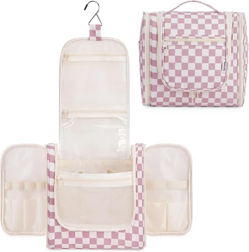 Miniatura 42 de Narwey - Neceser de viaje colgante, organizador de maquillaje y productos cosméticos para mujeres y hombres, Aa-morado., L
